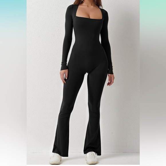 NWT Jumpsuits for Women Square Neck Wide Leg Full Length Romper Playsuit - Picture 5 of 6